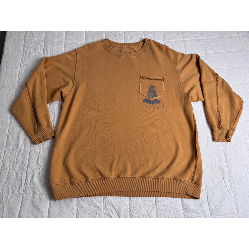 Aerie Mustard "A" Oversized Crewneck Medium Boho Indie Loungewear Earthy‎ Comfy
